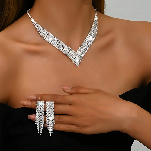 Elixana VNeck Rhinestone Set