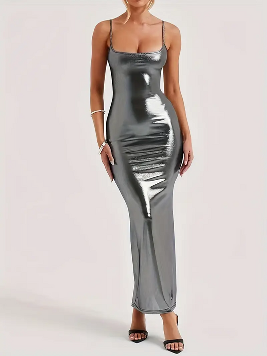 Elixana OffShoulder Metallic Dress