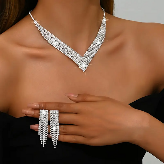 Elixana VNeck Rhinestone Set