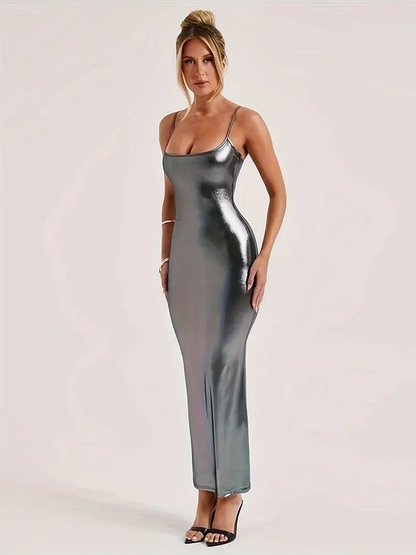 Elixana Off Shoulder Metallic Dress